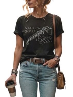MATTHEW GOOD Band Graphic Tee Charcoal Grey Rock Concert Small Indie Sleaze Y2K